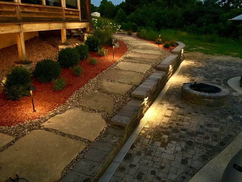 Outdoor Lighting along walkway and patio